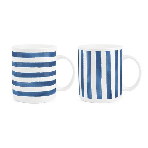 Bone china mixed striped mugs - china,