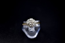 Edwardian 18ct Gold Platinum Diamond Flower Ring Size M