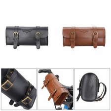 Retro Bicycle Tail Bag PU Leather Cycling Bag Bike Saddle Back Seat Tail Pouch #
