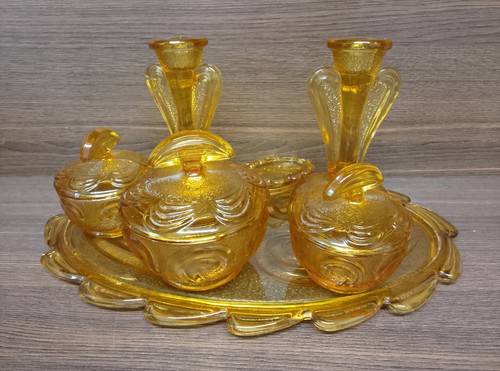 1930s amber glass - amber, dressing