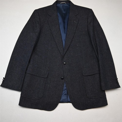 Vtg mens 42l blue herringbone - mens,