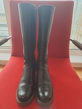 CLARKS GORTEX  Lady's Long Leather Boots, Black, Zip Closure Warm Comfy Size 3.5