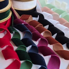 25mm wide Velvet Ribbon Trim Single Sided - Per Metre, 5m, 10m or 22m whole roll