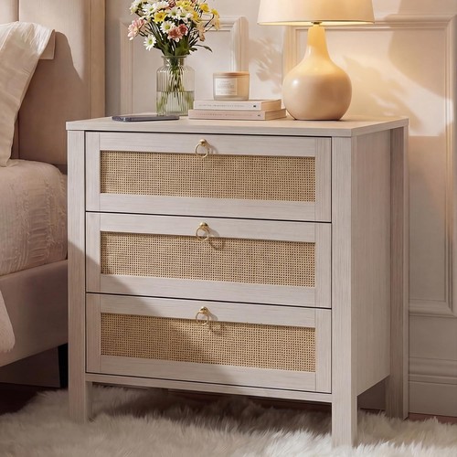Rattan nightstand with drawer - rattan,