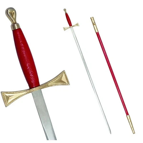 Masonic sword with red gold - red,