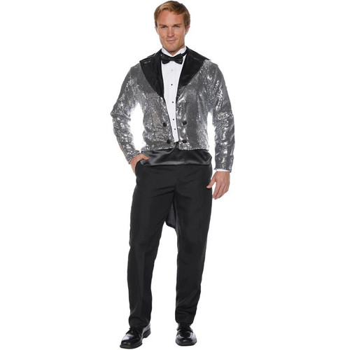 Sequin tailcoat adult silver - tailcoat,