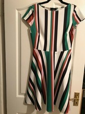 ❤️ Women's Zak Chloe Designer Dress - Multi Colour Striped Swing Dress Size 10 