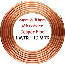8mm & 10mm Copper Pipe Microbore GAS WATER LPG OIL DIY PLUMBING CENTRAL HEATING