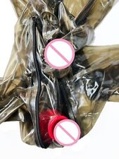 transparent black latex catsuit zip hidden two sheath back zip 0.4mm custom made