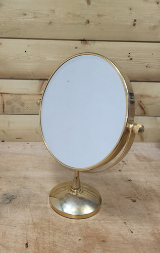 Vintage round brass vanity - vintage,