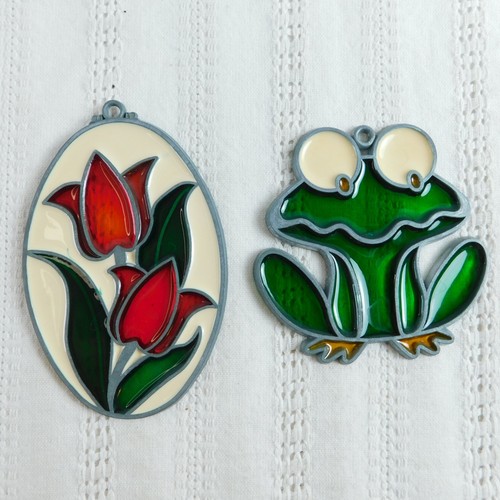 Sun catcher frog tulip - frog, vintage