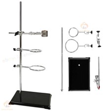 Lab Stand Support Laboratory Retort Support Stand 18.9" Steel Rod w/ Ring Clamps