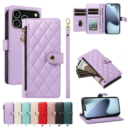 Zip leather grid wallet phone - zip,