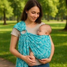 Moondani Australia Ring Sling Baby Carrier Egyptian Cotton Aqua Newborn Toddler