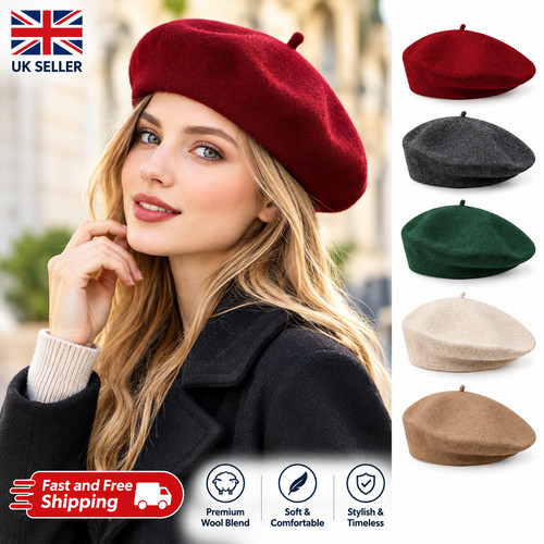 Plain beret hat wool - beret,