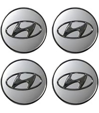 Set OF 4 Hyundai Chrome Silver Alloy Wheel Hub Centre Cap Set Centre Caps 60mm