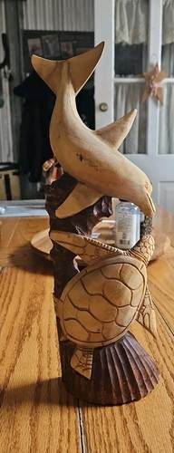 Large hand carved wood sea - large,