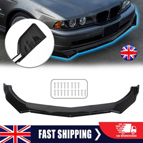 Glossy black front bumper lip - black,