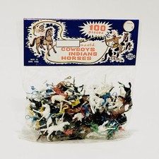 Cowboys Indians Horses 100 Toys Plastic Miniature Figures Vintage New & Sealed