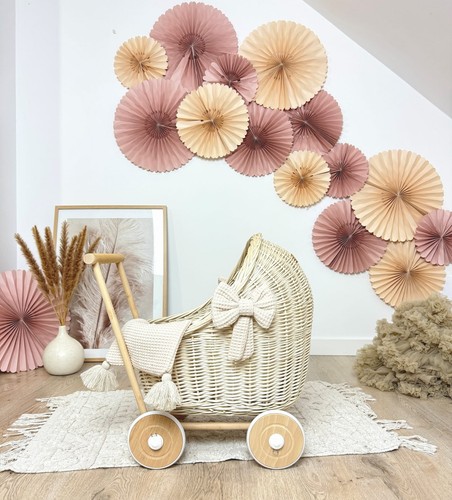 Ecru doll wicker cart - doll,