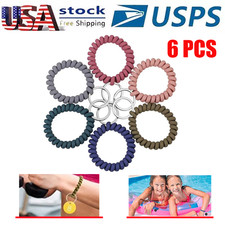 6 Pack Spiral Wrist Keychain