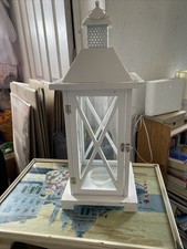 Large white candle lantern - white,