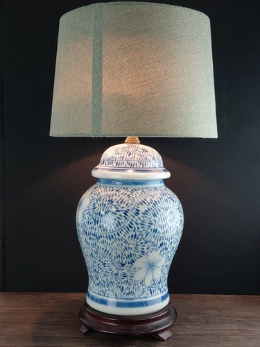 Oriental ceramic lamp - ceramic, blue