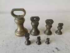 Set of 7 Vintage Imperial Brass Bell Weights 1lb - 1/4oz For Balanced Scales Hom