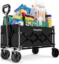 Heavy Duty Collapsible Wagon Cart 110L 330lb Load All Terrain Wheels Black