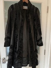 Vintage Barnardos leather and mink A- line swing coat. Large/Extra Large