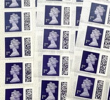 25 Genuine 1st Class Barcoded Unfranked Stamps with Original Gum Peel & Stick