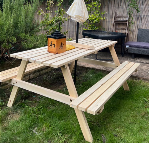 Wooden picnic table outdoor - picnic,