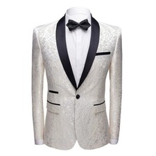 Paisley Men Blazer Jackets Regular Fit Groom Wedding Formal Shawl Lapel Coats