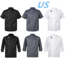 Unisex Men Women Chef Coat Jacket Kitchen Hotel Restaurant Work Uniform Tops