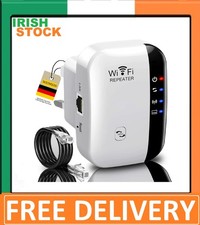 2025 WiFi Extender Booster Repeater 4000 Sq.ft Range w/ Ethernet UK Plug - IR