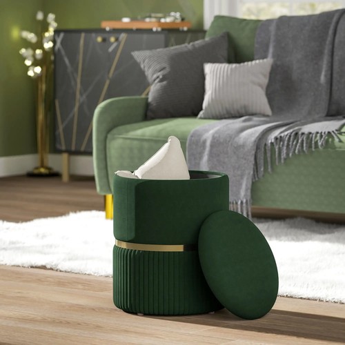 Green round pouffe - green,