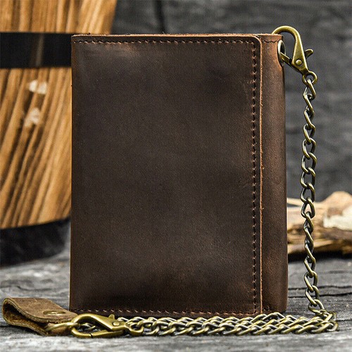 Men leather tri - men, tri-fold