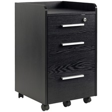 HOMCOM 3 Drawer Mobile Filing Cabinet Lockable Filing Cabinet, Black