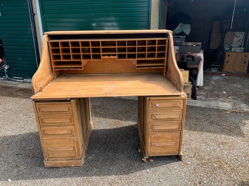 Large solid oak rolltop - rolltop, desk