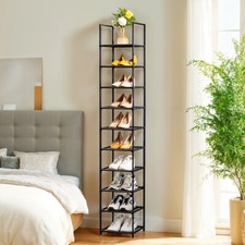 10 Tiers Vertical Shoe Rack Tall Narrow Shoe Shelf Space Saving Shoe Organizers