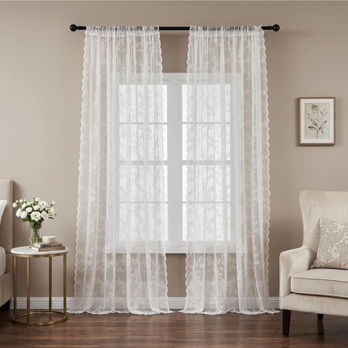 Piece lace curtains drop - 1,