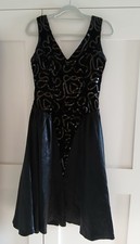 evening dress by John Charles Size 14 black sequined 