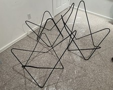 (3) Vintage 1960s Wrought Iron Mid Century Modern Butterfly Chairs with 5 Covers