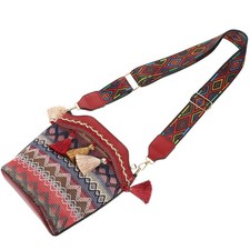 Crochet Crossbody Handbag Organizer Sling Bag Crocheted Purse with Tassels