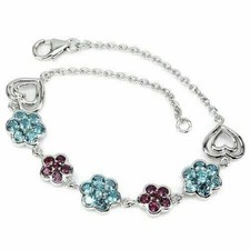 Silver Bracelet Rhodolite Topaz Genuine Mined Gems Solid Sterling 7 1/2 Inch