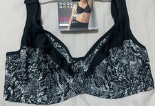 M&S GOOD MOVE UNDERWIRED HIGH IMPACT SPORTS BRA in BLACK/PLATINUM Size 32D