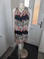 F&F Black Floral V-Neck Shift