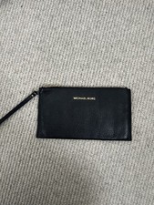 Michael Kors Black Gold Clutch Wrist Strap Bag Designer Party Wristlet Handbag