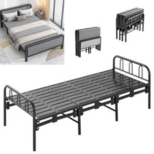Folding Single Bed Metal Frame 2ft6/3ft Guest Bed Home Office Dorm Sleep Spare