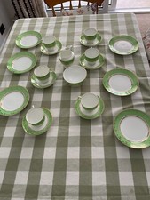 21 Piece Salisbury Fine Bone China Tea Set in Green and Gold - 21 Piece